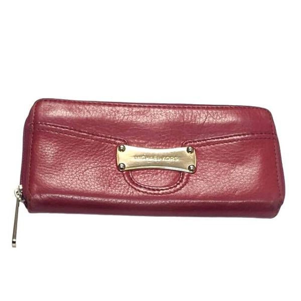 MICHAEL KORS Wallet Saratoga Continental Red Leather Zip Around Wallet